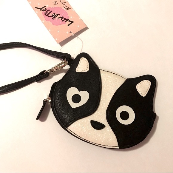 Betsey Johnson Crazy Cat Lady Card Coin Purse Wristlet Quirky Kitty Glitter NEW - Picture 6 of 13
